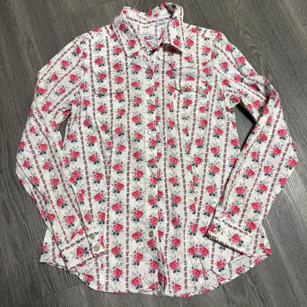Roper Western Pearl Snap Top Womens Large Prairie Floral AOP Cowgirl